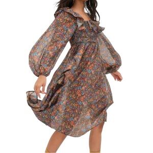 For Love And Lemons Multicolor Floral Midi Dress sz Sm